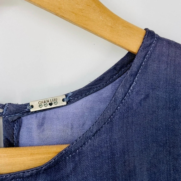 Chan Luu Silk Blend Baby Doll Top in Dark Blue Size M - Picture 13 of 16